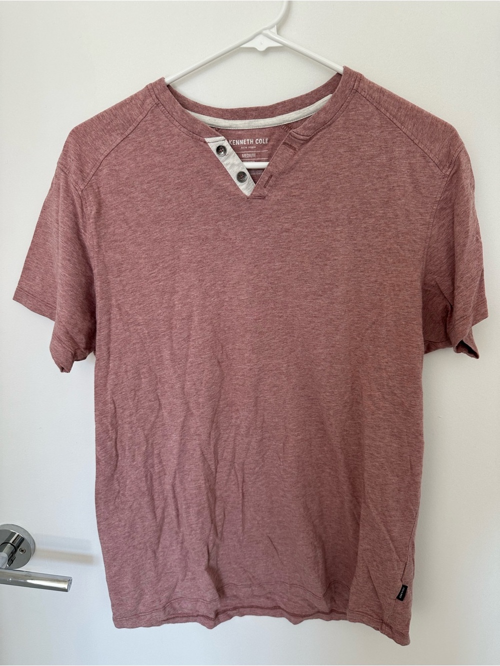 Kenneth Cole Short Sleeve Henley in Heathered Mauve